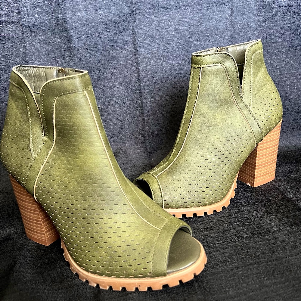 Seven7 Green Open Toe Ashbury Boot